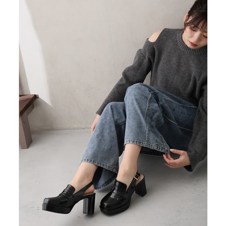 【25年秋冬新作】厚底 プラットフォーム スリングバック ローファーパンプス | DEMETER | 詳細画像15 