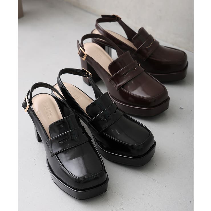 【25年秋冬新作】厚底 プラットフォーム スリングバック ローファーパンプス | DEMETER | 詳細画像2 