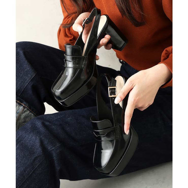 【25年秋冬新作】厚底 プラットフォーム スリングバック ローファーパンプス | DEMETER | 詳細画像25 