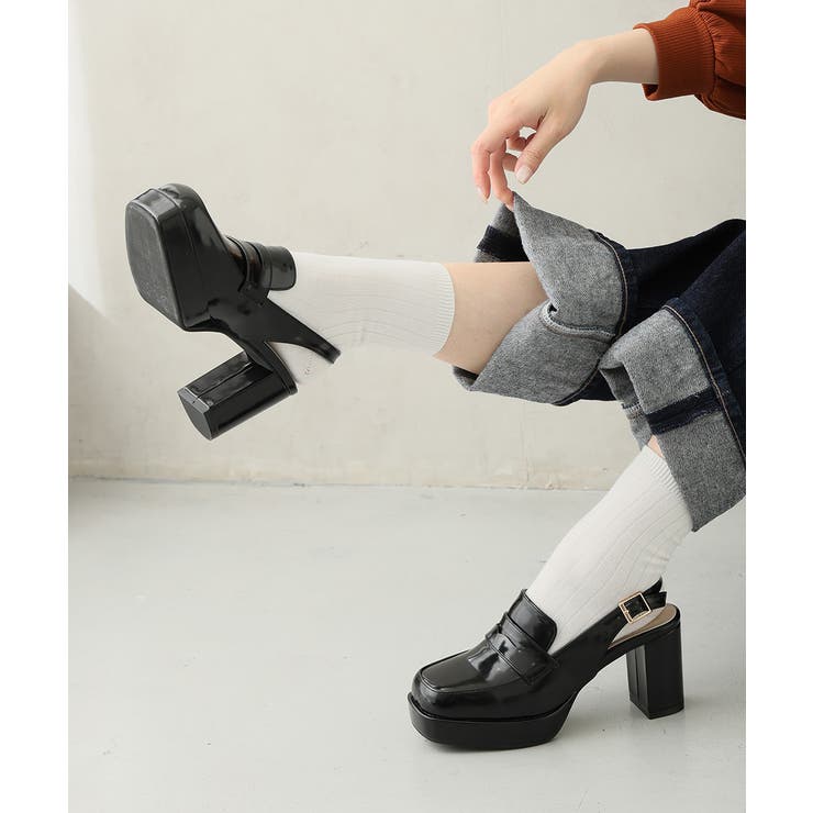 【25年秋冬新作】厚底 プラットフォーム スリングバック ローファーパンプス | DEMETER | 詳細画像26 