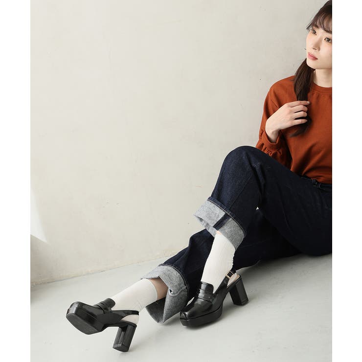 【25年秋冬新作】厚底 プラットフォーム スリングバック ローファーパンプス | DEMETER | 詳細画像27 