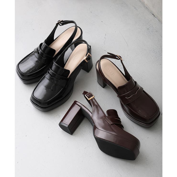 【25年秋冬新作】厚底 プラットフォーム スリングバック ローファーパンプス | DEMETER | 詳細画像3 