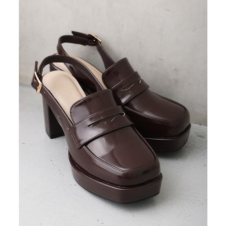 【25年秋冬新作】厚底 プラットフォーム スリングバック ローファーパンプス | DEMETER | 詳細画像33 