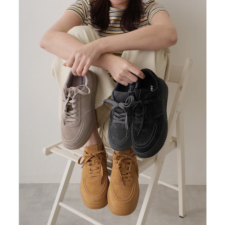 【25年春夏再販】軽量 厚底ソール ベーシック コートスニーカー | DEMETER | 詳細画像4 