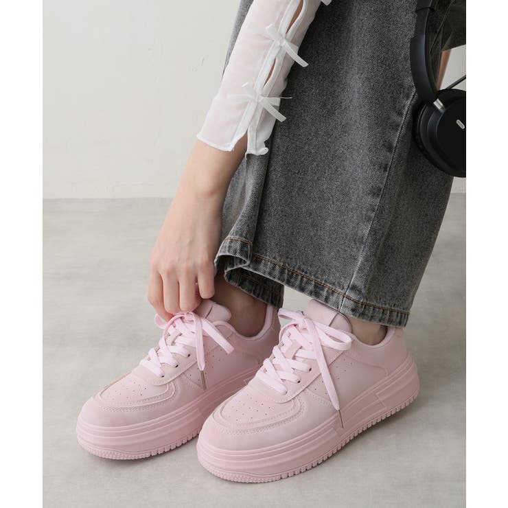 ピンク | 【25年春夏再販】軽量 厚底ソール ベーシック コートスニーカー | DEMETER