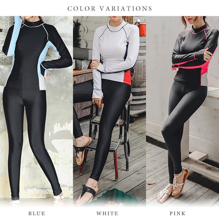 長袖 ロングフィットネス 水着上下2点セット[品番：LCLW0002731