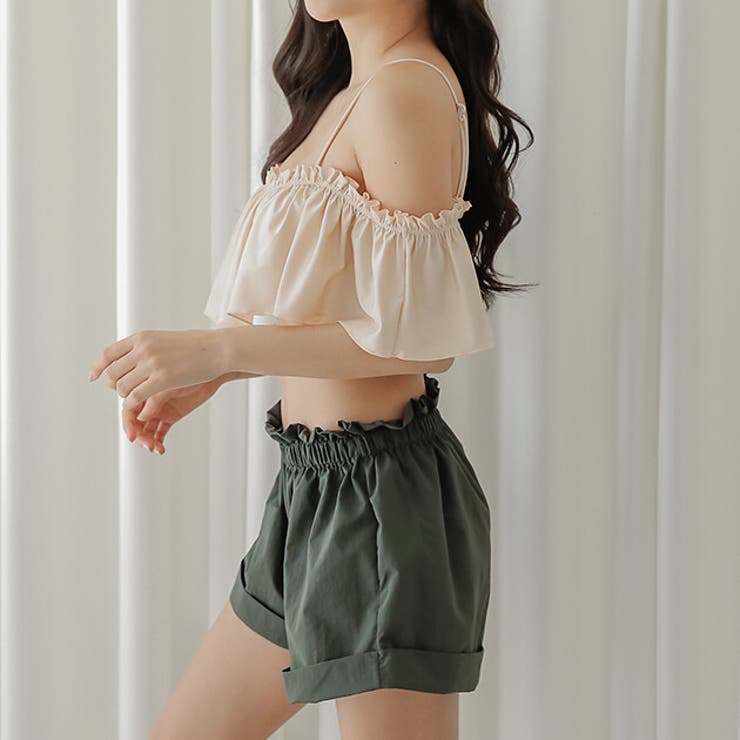 ショートパンツ付きオフォショルダービキニ 3点セット水着 ママ | レースレディース  | 詳細画像11 