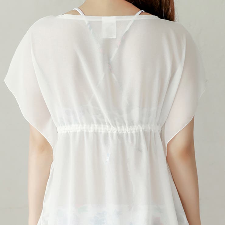 カバーアップ付 バックレースアップデザイン 花柄ビキニ | レースレディース  | 詳細画像13 