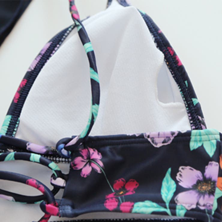 カバーアップ付 バックレースアップデザイン 花柄ビキニ | レースレディース  | 詳細画像19 