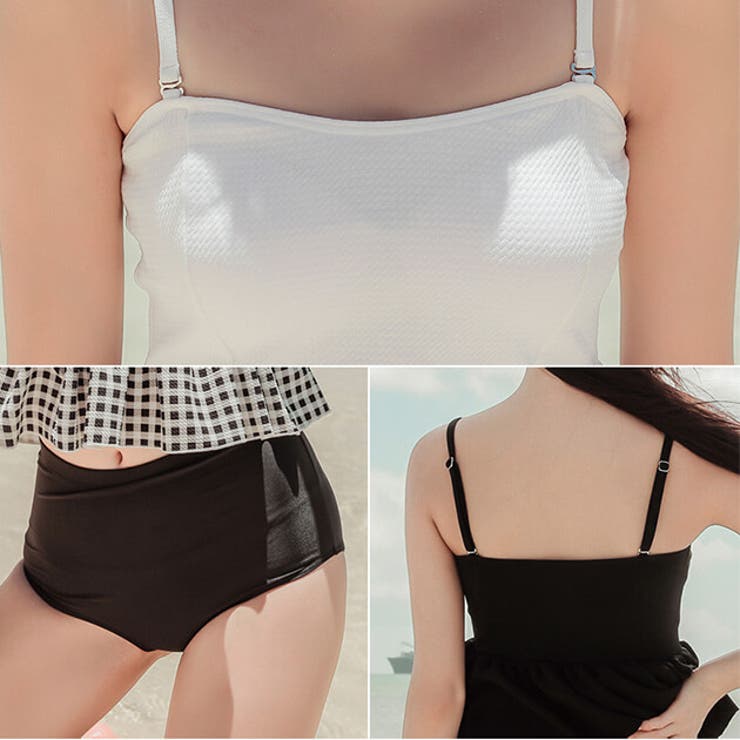 ペプラムデザインバンドゥビキニ水着2点セットバンドゥバンドゥーフリル盛れるかわいい女性スイムウェアセパレートレディースママ水着海プールビーチ