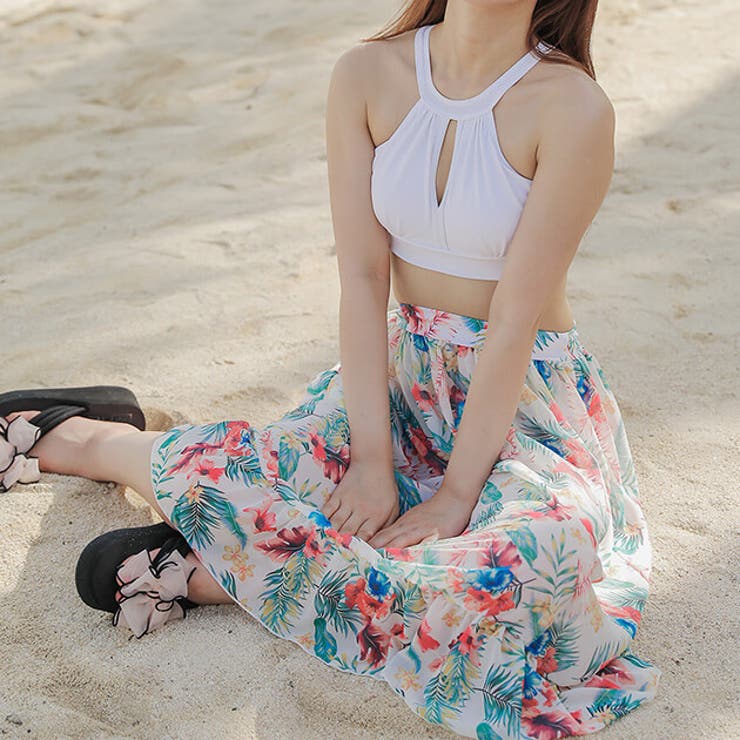 水着新作レディース水着ビキニ水着セクシー水着3点ワンピースホルターネック花柄大きいサイズ水着かわいい女性用ビキニ通販大人ピンクグリーンＭＬＬＬ