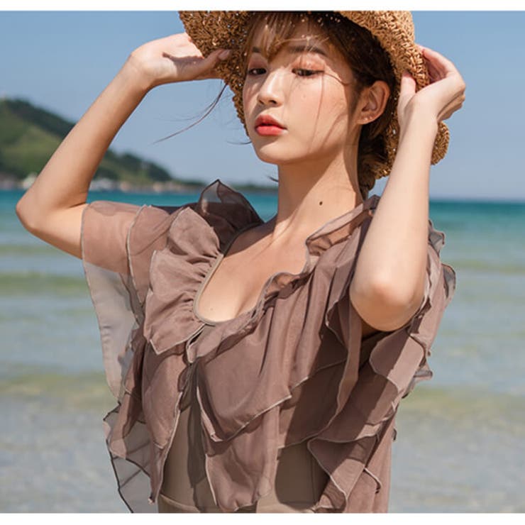モノキニ水着レースフリルかわいい女性新作可愛いワンピース水着スイムウェアスイミングレディースママ水着海プールビーチ