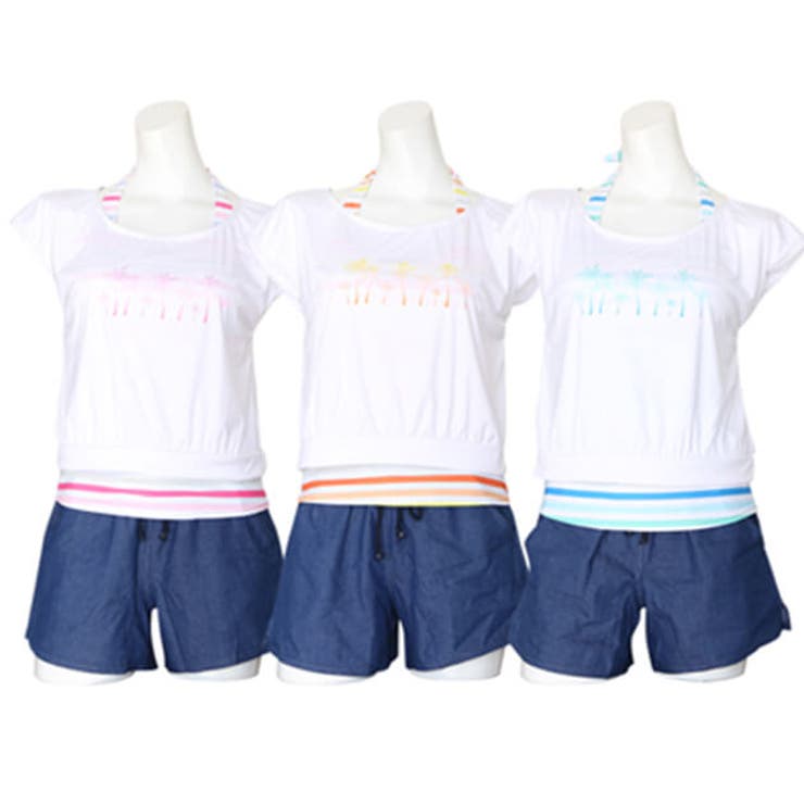 カバーアップ付 ボーダータンキニ 水着4点セット | レースレディース  | 詳細画像19 