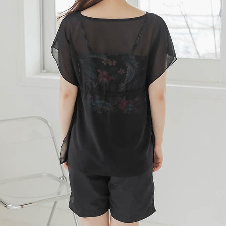 シフォンカバートップス＆ショートパンツ付き キャミソールタンキニ 水着4点セット | レースレディース  | 詳細画像11 