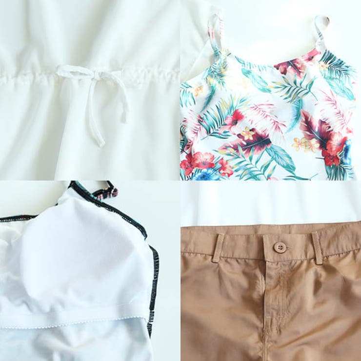 シフォンカバートップス＆ショートパンツ付き キャミソールタンキニ 水着4点セット | レースレディース  | 詳細画像19 