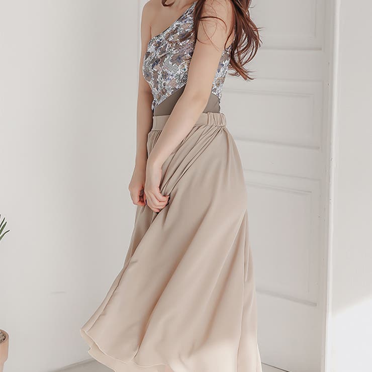 ロングスカート付き ワンショールダーワンピース モノキニ | レースレディース  | 詳細画像6 