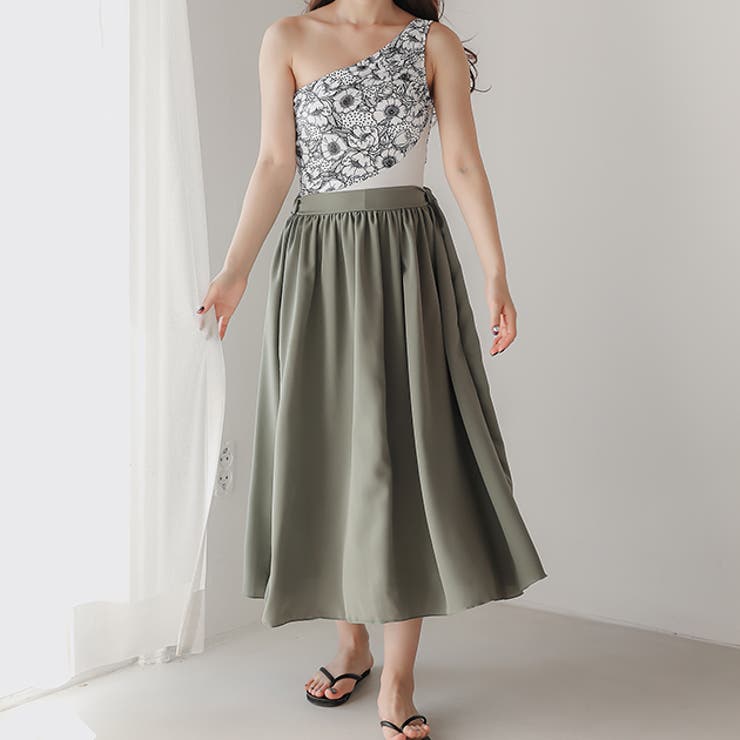 ロングスカート付き ワンショールダーワンピース モノキニ | レースレディース  | 詳細画像9 