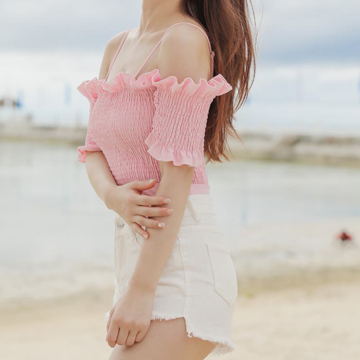 ワンピース水着 デニム地ショートパンツ付き 2点セット | レースレディース  | 詳細画像7 