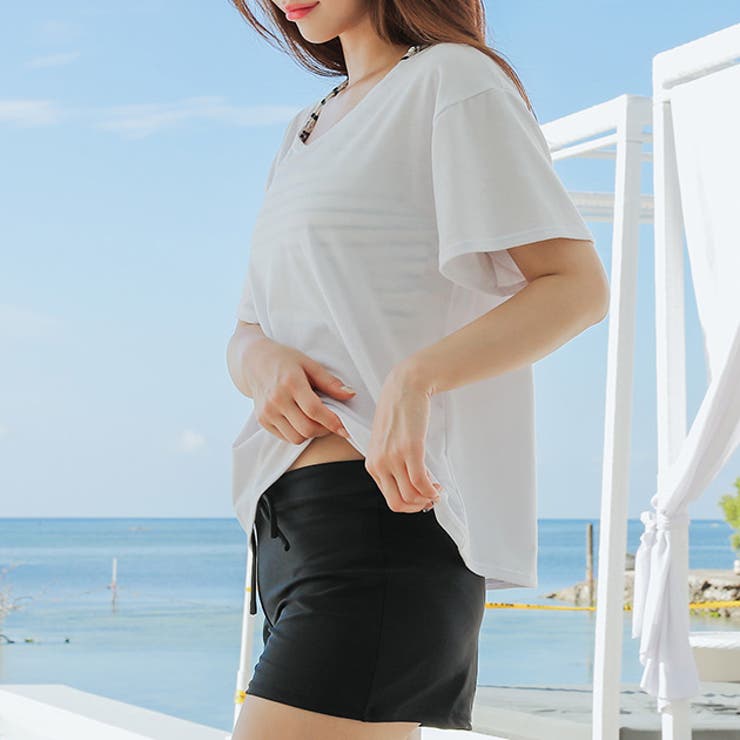 カバーTシャツ＆ショートパンツ付 バッククロス ビキニ | レースレディース  | 詳細画像15 