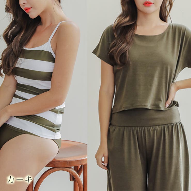 体型カバー ロングズボン ボーダータンキニ | レースレディース  | 詳細画像3 