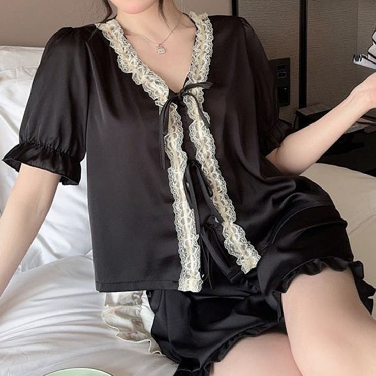 Vネック フリル リボン | レースレディース  | 詳細画像1 