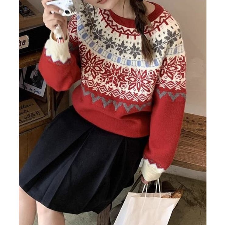 クルーネック ノルディック柄 長袖 | レースレディース  | 詳細画像11 