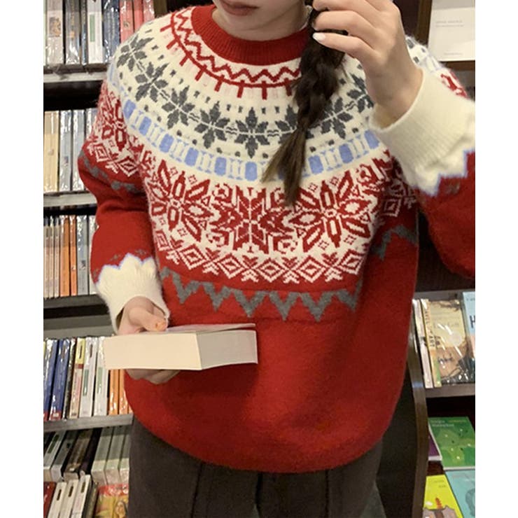 クルーネック ノルディック柄 長袖 | レースレディース  | 詳細画像12 