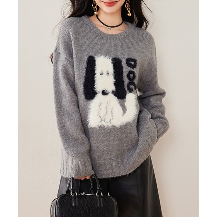 DOG柄 クルーネック ジャカード | レースレディース  | 詳細画像6 