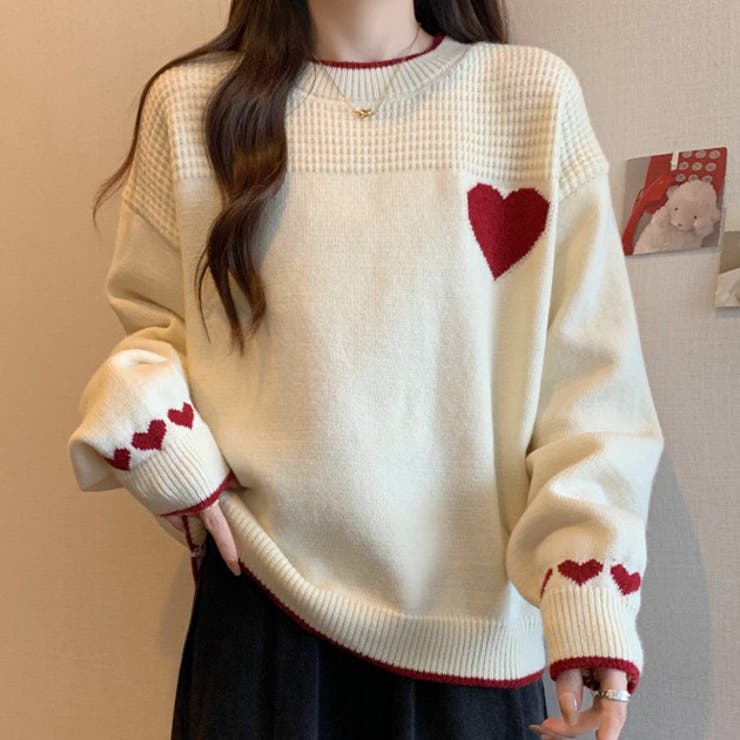 配色 ハート柄 ジャカード | レースレディース  | 詳細画像1 