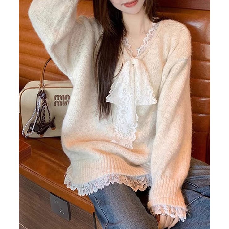 Vネック レース リボン | レースレディース  | 詳細画像15 