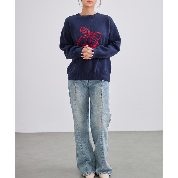 チェリー柄 配色 クルーネック | レースレディース  | 詳細画像11 