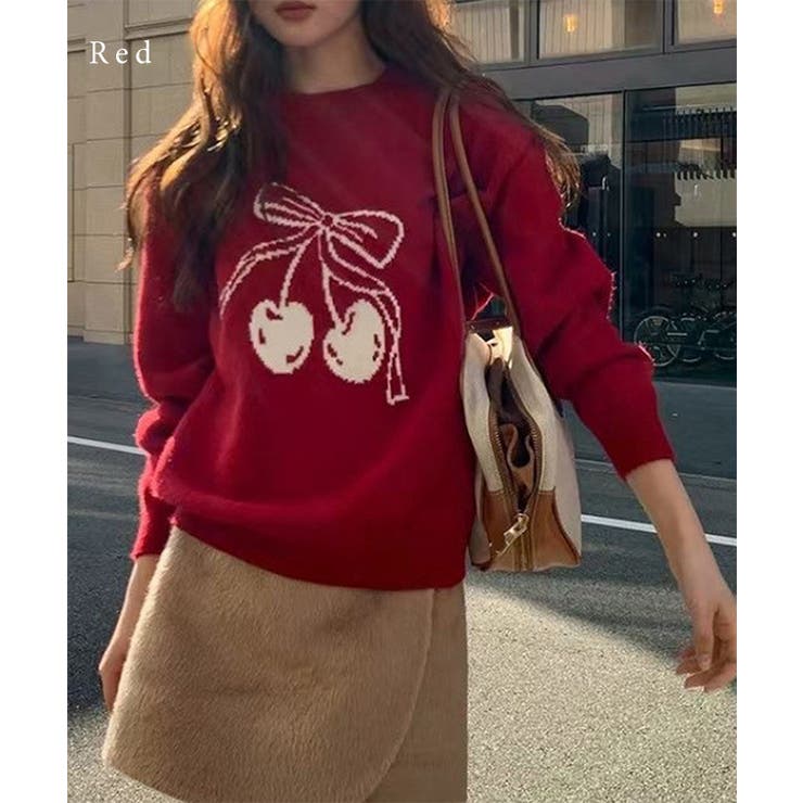 チェリー柄 配色 クルーネック | レースレディース  | 詳細画像12 