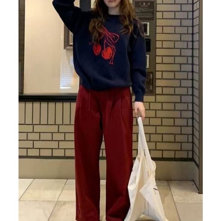 チェリー柄 配色 クルーネック | レースレディース  | 詳細画像8 