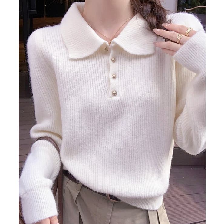 ポロカラー 金ボタン リブ | レースレディース  | 詳細画像15 