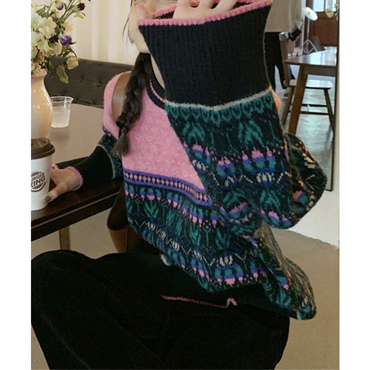 クルーネック ジャガード柄 長袖 | レースレディース  | 詳細画像12 