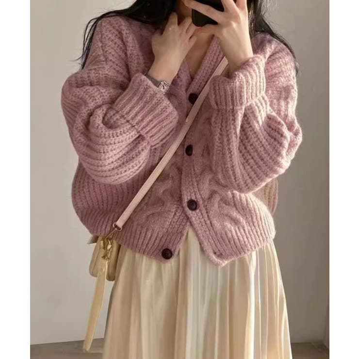 ローゲージ ケーブル柄 Vネック | レースレディース  | 詳細画像10 