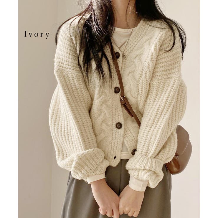 ローゲージ ケーブル柄 Vネック | レースレディース  | 詳細画像3 