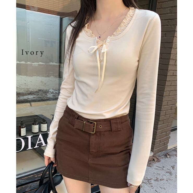 裏起毛 クルーネック フェイクレイヤード | レースレディース  | 詳細画像9 