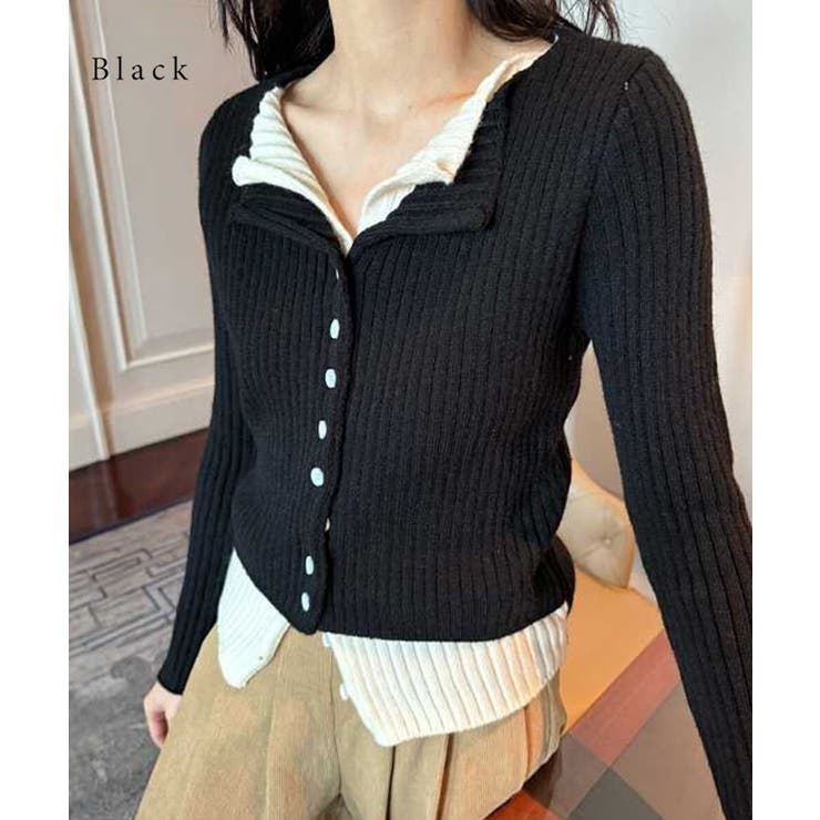 フェイクレイヤード 配色 リブ | レースレディース  | 詳細画像3 