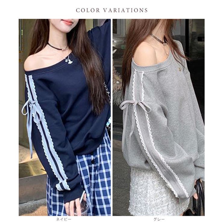 ボートネック レース袖 リボン付き | レースレディース  | 詳細画像2 