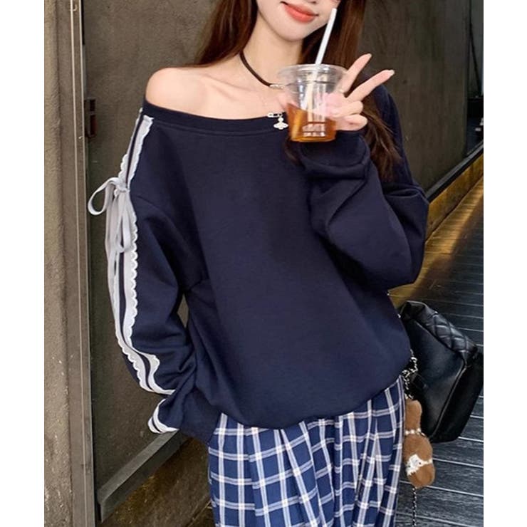 ボートネック レース袖 リボン付き | レースレディース  | 詳細画像4 