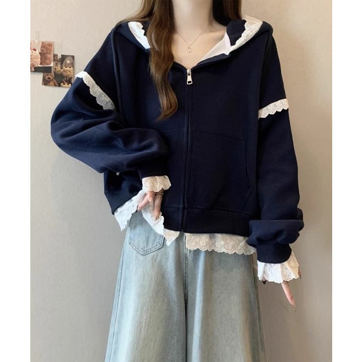 配レース ジップアップ フーデット | レースレディース  | 詳細画像5 