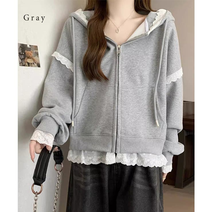 配レース ジップアップ フーデット | レースレディース  | 詳細画像9 