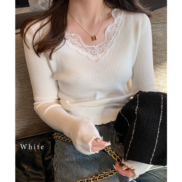 配レース Vネック リブ | レースレディース  | 詳細画像14 