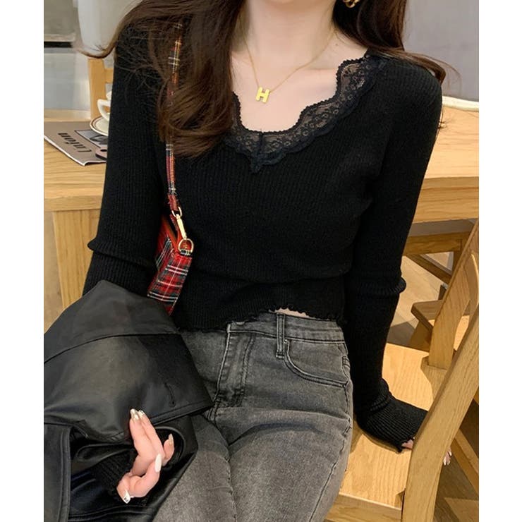 配レース Vネック リブ | レースレディース  | 詳細画像4 