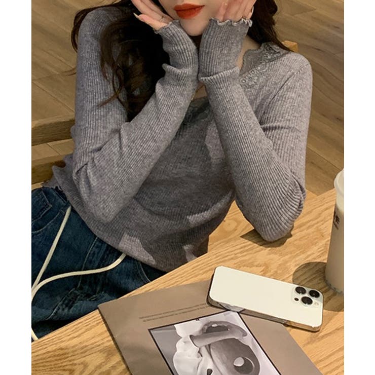 配レース Vネック リブ | レースレディース  | 詳細画像8 