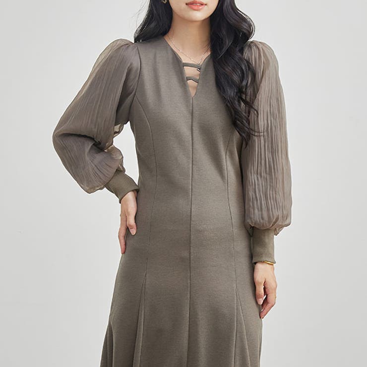 オーガンジー バルーン袖 マキシ | レースレディース  | 詳細画像1 