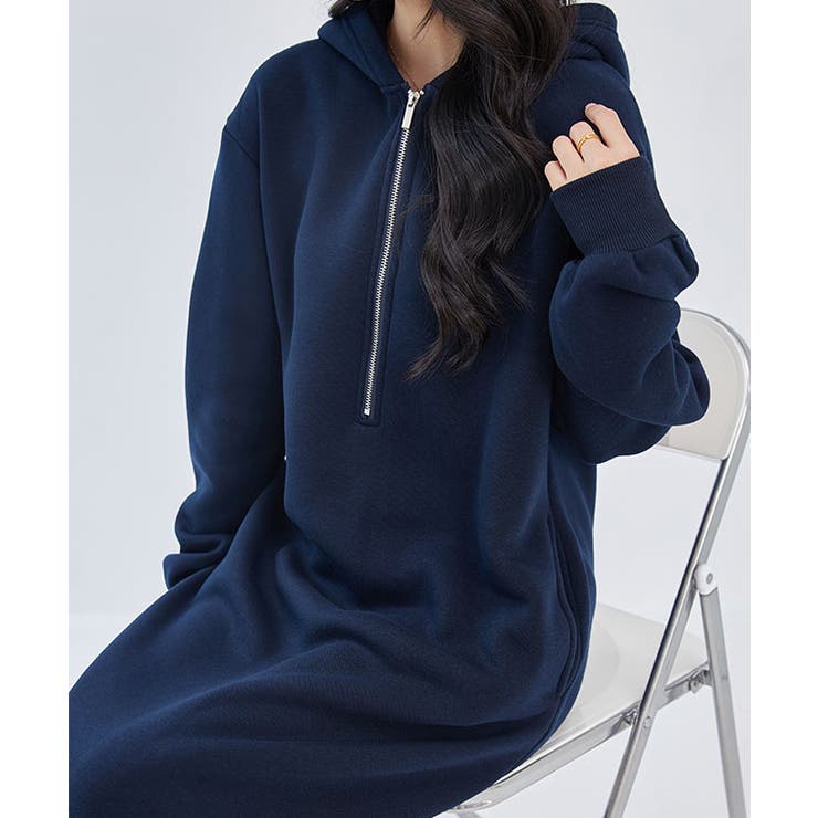 裏起毛 ハーフジップ フーデット | レースレディース  | 詳細画像9 