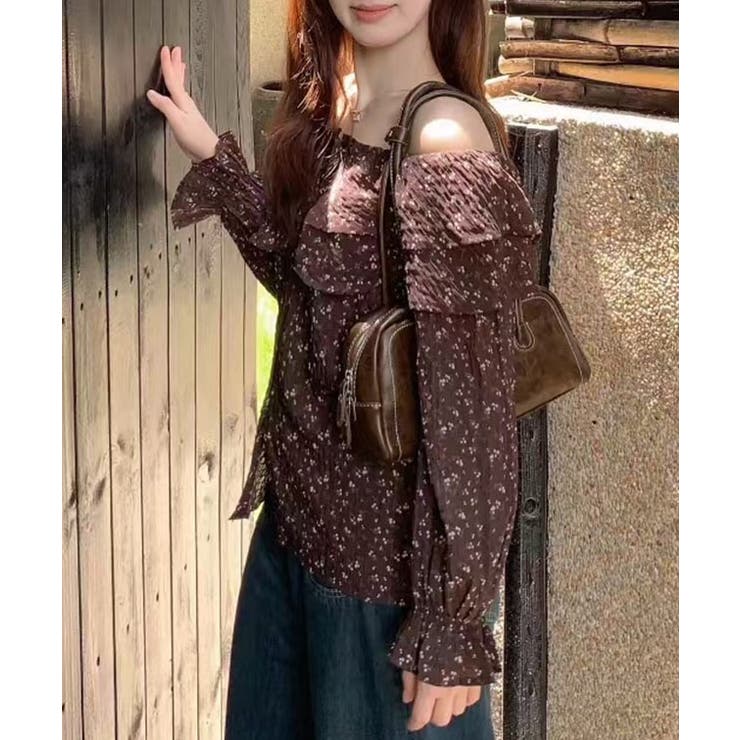 プリント柄 フリルネック オフショル | レースレディース  | 詳細画像4 