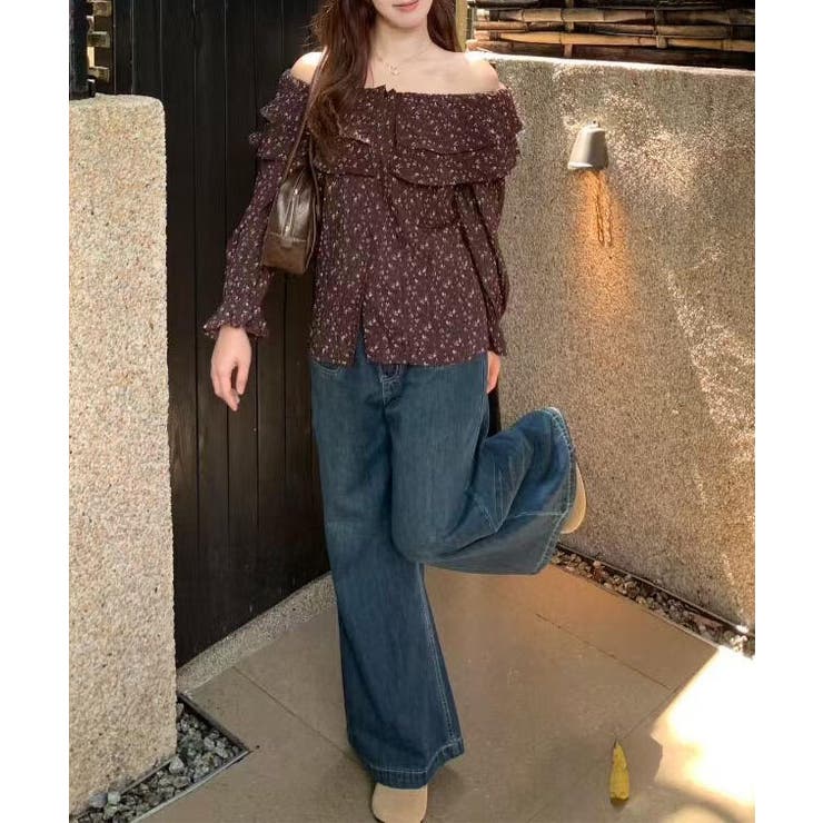 プリント柄 フリルネック オフショル | レースレディース  | 詳細画像5 